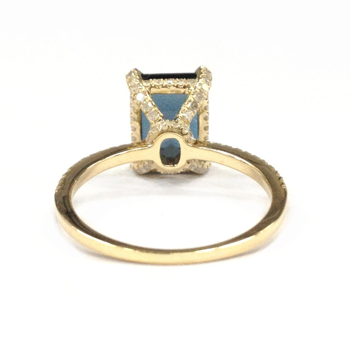 Reserved for Jessica Custom Elongated Emerald Cut London Blue Topaz Engagement Ring 14K Yellow Gold 10x14mm - Lord of Gem Rings