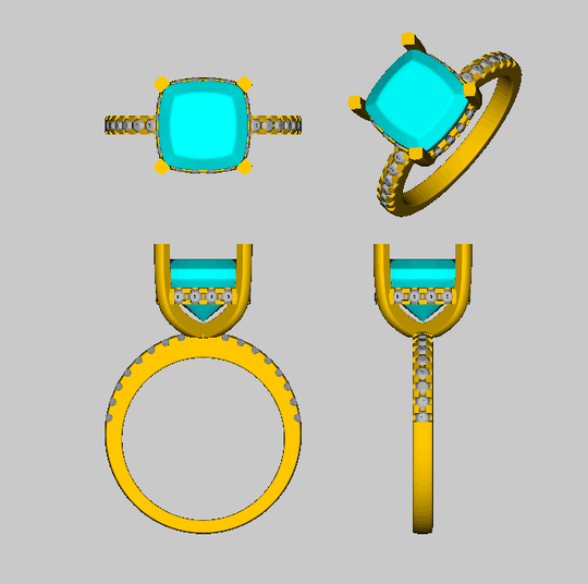 Reserved for  jewelrydoctor1966 Custom Diammond Semi Mount Ring for 9mm Cushion