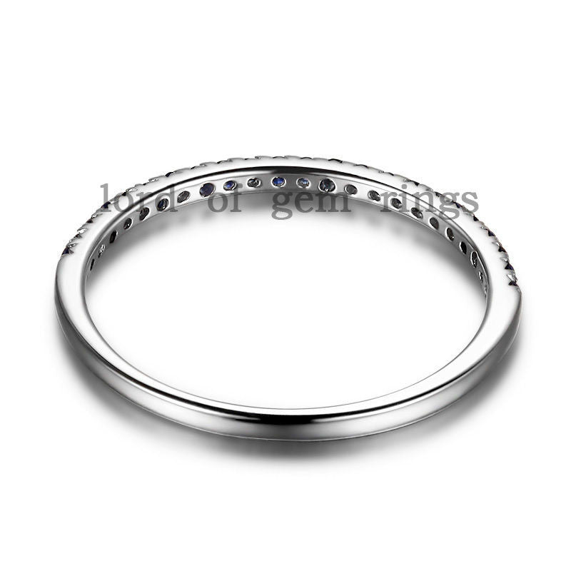 Reserved for JJ - Petite Emerald Wedding Band Half Eternity Anniversary Ring 14K White Gold - Lord of Gem Rings