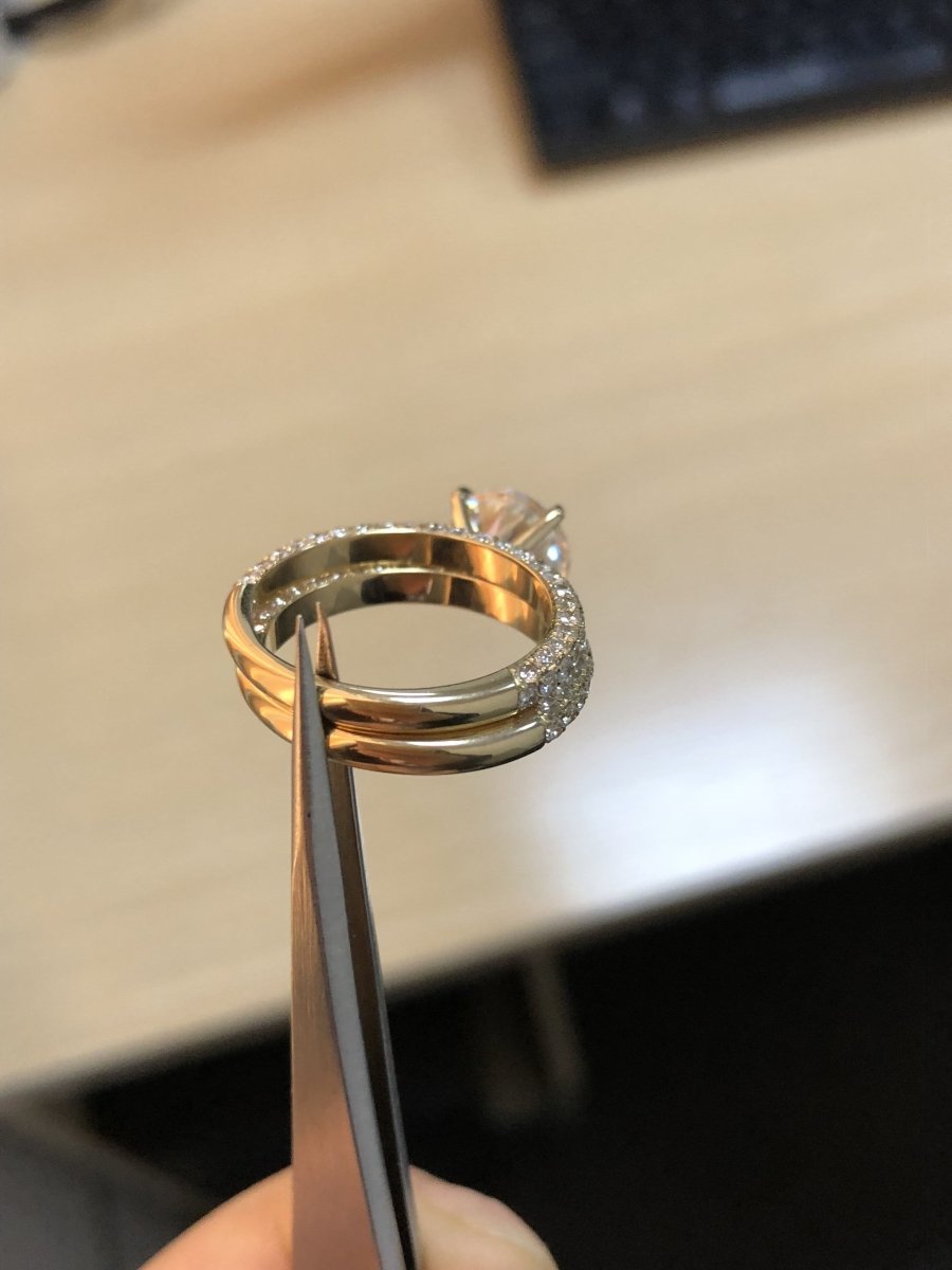 Reserved for Jo 3ct Round Moissanite Wedding Ring Set SI1 Diamonds 14K Yellow Gold Round 9mm - Lord of Gem Rings