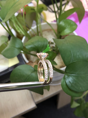 Reserved for Jo 3ct Round Moissanite Wedding Ring Set SI1 Diamonds 14K Yellow Gold Round 9mm - Lord of Gem Rings