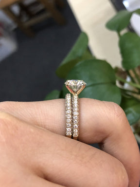 Reserved for Jo 3ct Round Moissanite Wedding Ring Set SI1 Diamonds 14K Yellow Gold Round 9mm - Lord of Gem Rings