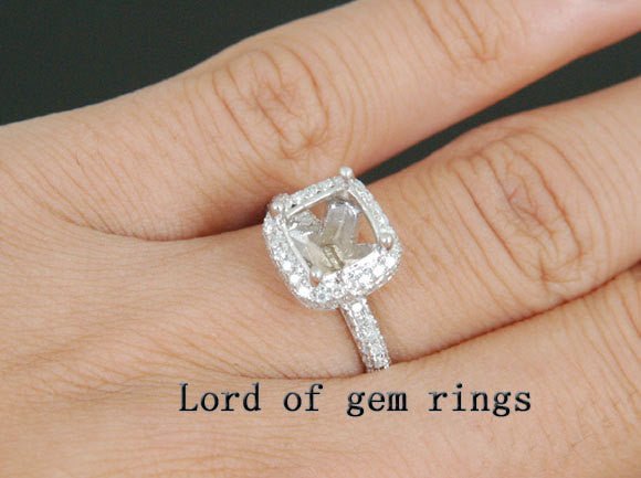 Reserved for Jody, Custom Diamond Semi Mount Ring for 10.3mm Round - Lord of Gem Rings