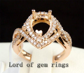 Reserved for John-Diamond Engagement Semi Mount Ring 14K Rose Gold Setting Pear 6.91 x 4.31 x 3.08mm - Lord of Gem Rings