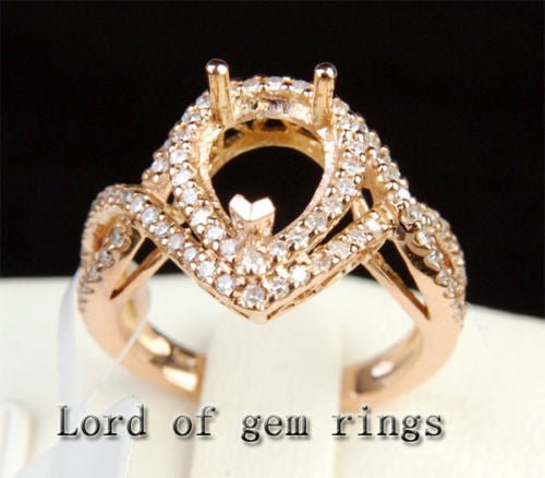Reserved for John-Diamond Engagement Semi Mount Ring 14K Rose Gold Setting Pear 6.91 x 4.31 x 3.08mm - Lord of Gem Rings