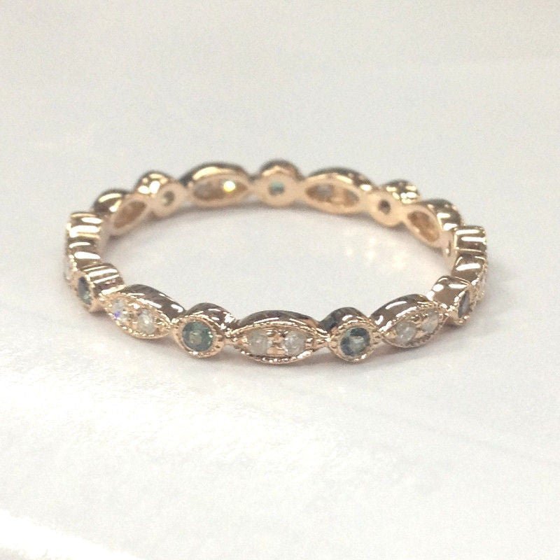 Reserved for John Peridot Diamond Eternity Anniversary Ring,14K Yellow Gold - Lord of Gem Rings
