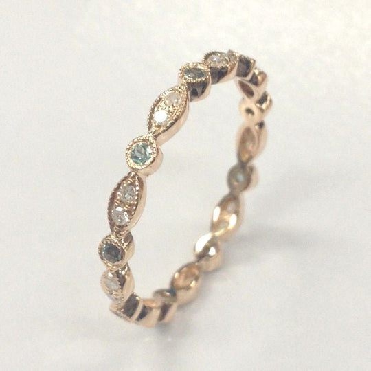 Reserved for John Peridot Diamond Eternity Anniversary Ring,14K Yellow Gold