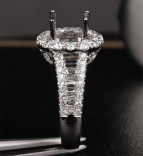 Reserved for Jon VS G Diamond Semi Mount Ring 14K White Gold Baguette diamond shank Oval 10x14mm - Lord of Gem Rings