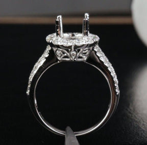 Reserved for Jon VS G Diamond Semi Mount Ring 14K White Gold Baguette diamond shank Oval 10x14mm - Lord of Gem Rings