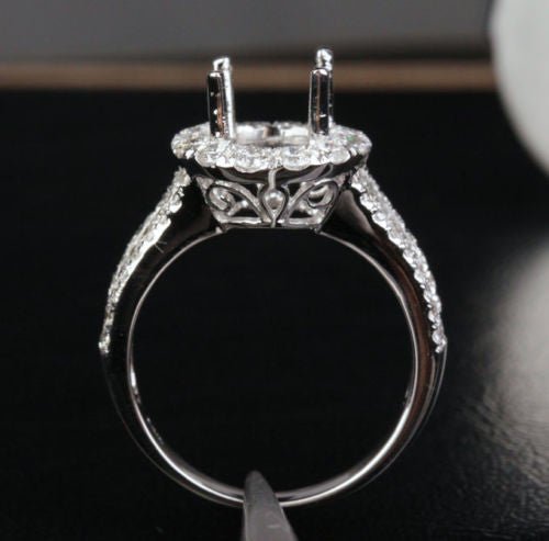 Reserved for Jon VS G Diamond Semi Mount Ring 14K White Gold Baguette diamond shank Oval 10x14mm - Lord of Gem Rings