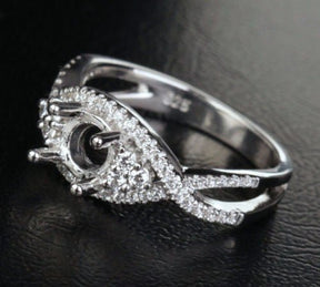 Reserved for Josh Diamond Semi Mount Ring Infinite Love Shank 14K White Gold Round 5.5mm - Lord of Gem Rings