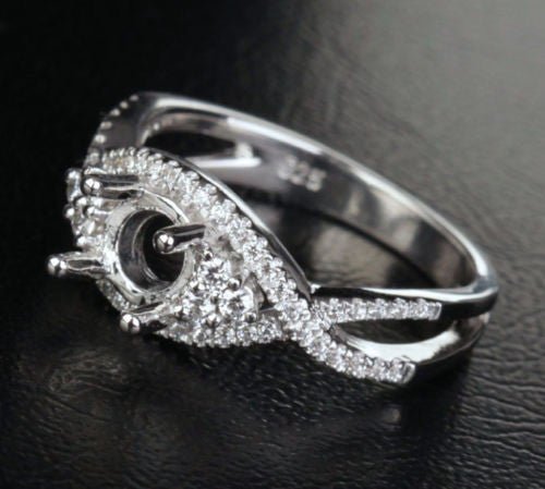 Reserved for Josh Diamond Semi Mount Ring Infinite Love Shank 14K White Gold Round 5.5mm - Lord of Gem Rings