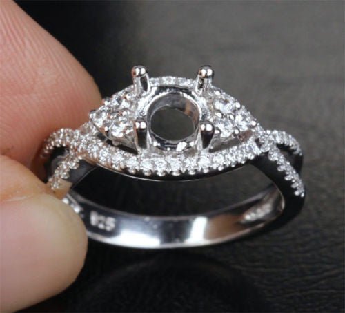 Reserved for Josh Diamond Semi Mount Ring Infinite Love Shank 14K White Gold Round 5.5mm - Lord of Gem Rings