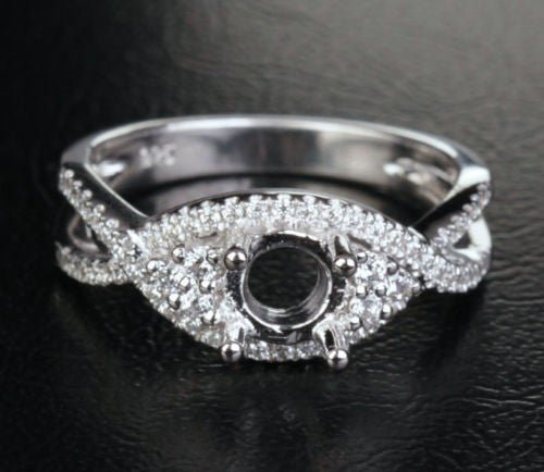 Reserved for Josh Diamond Semi Mount Ring Infinite Love Shank 14K White Gold Round 5.5mm - Lord of Gem Rings