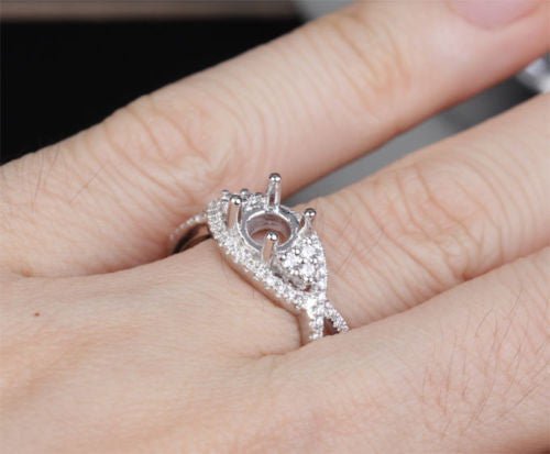 Reserved for Josh Diamond Semi Mount Ring Infinite Love Shank 14K White Gold Round 5.5mm - Lord of Gem Rings