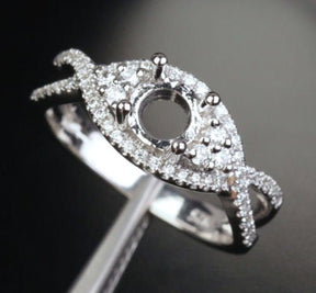 Reserved for Josh Diamond Semi Mount Ring Infinite Love Shank 14K White Gold Round 5.5mm - Lord of Gem Rings