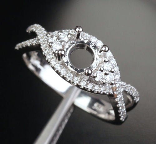 Reserved for Josh Diamond Semi Mount Ring Infinite Love Shank 14K White Gold Round 5.5mm - Lord of Gem Rings