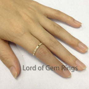 Reserved for Joshua VS Baguette/Round Diamond Wedding Eternity Ring 14K Yellow Gold Milgrain - Lord of Gem Rings