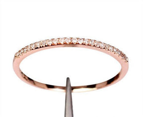 Reserved for joycelynn9438chiawen Pave Diamond Wedding Band Half Eternity Ring 14k Rose Gold - Lord of Gem Rings