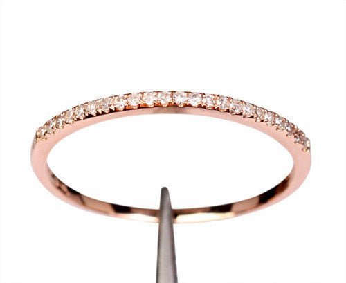 Reserved for joycelynn9438chiawen Pave Diamond Wedding Band Half Eternity Ring 14k Rose Gold