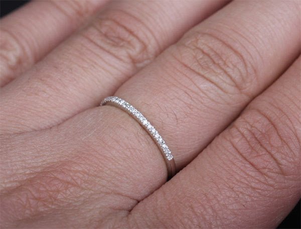 Reserved for joycelynn9438chiawen Pave Diamond Wedding Band Half Eternity Ring 14k Rose Gold - Lord of Gem Rings