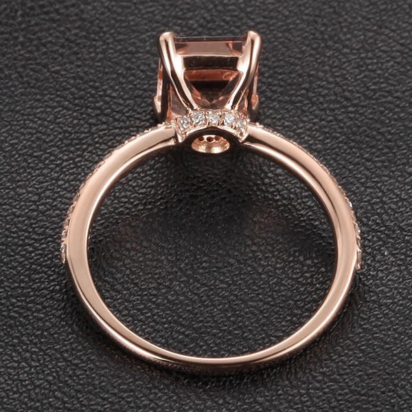 Reserved for julia_hodge Emerald Cut Morganite Engagement Ring Bridal Set 14K Rose Gold - Lord of Gem Rings