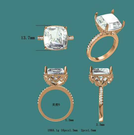 Reserved for Julie  Cushion Amethyst Ring Trio Sets Milgrain Under Gallery 14K Rose Gold 13mm