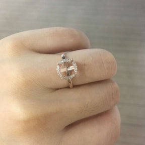 Reserved for JY- Diamond Halo Engagement Semi Mount Ring 14k Rose gold 7mm Round - Lord of Gem Rings