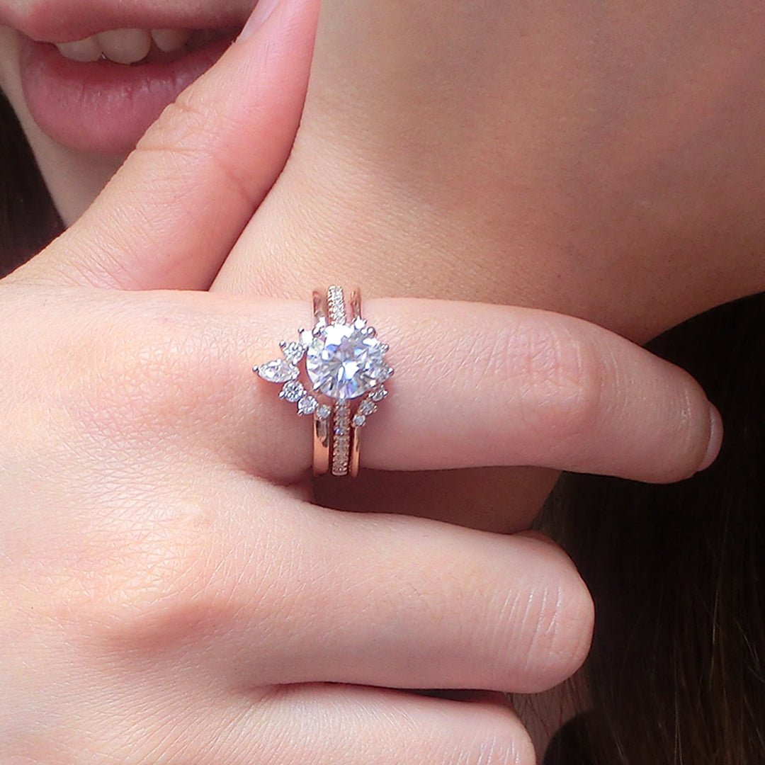 Reserved for Jy Diamond Semi Mount Ring & Matching Diamond Band Under Halo 14K Gold 7mm - Lord of Gem Rings