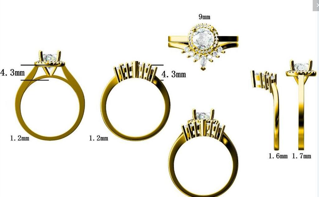Reserved for Jy Diamond Semi Mount Ring & Matching Diamond Band Under Halo 14K Gold 7mm - Lord of Gem Rings