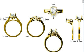 Reserved for Jy Diamond Semi Mount Ring & Matching Diamond Band Under Halo 14K Gold 7mm - Lord of Gem Rings