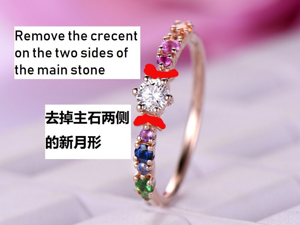Reserved for Kamil Round Moissanite Ring Rainbow Gemstone Shank 14K Rose Gold 3.5mm - Lord of Gem Rings