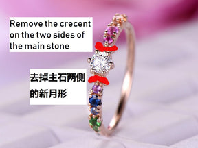 Reserved for Kamil Round Moissanite Ring Rainbow Gemstone Shank 14K Rose Gold 3.5mm - Lord of Gem Rings