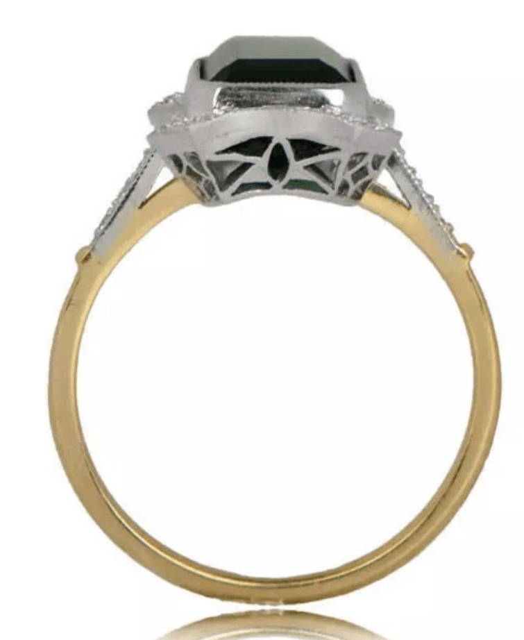Reserved for Karen Elongated Emerald Cut Green Tourmaline Ring 10K Gold - Lord of Gem Rings