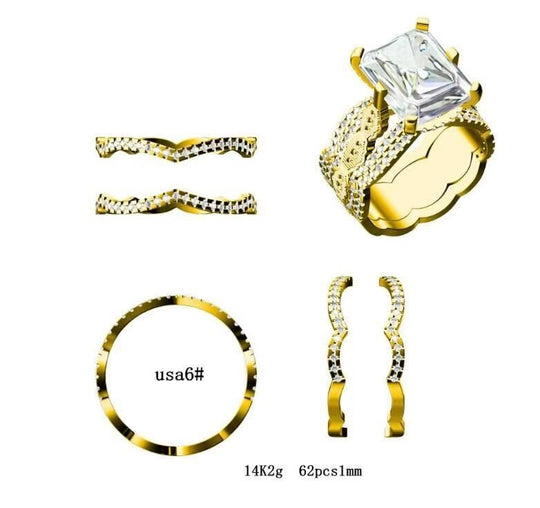 Reserved for Karmen Contour Matching bands scalloped edge for Emerald Cut Morganite ring