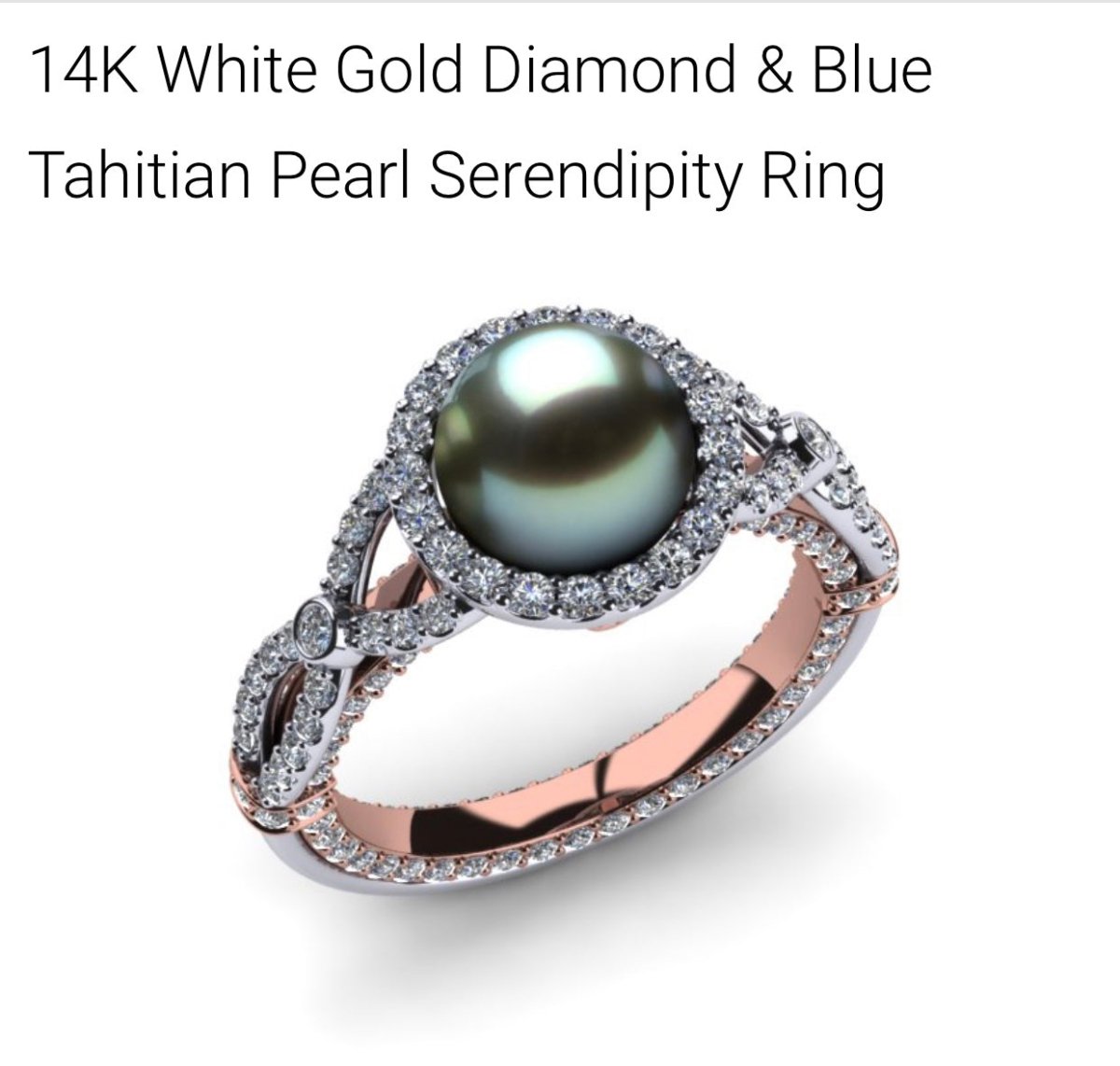 Reserved for Karmen: Custom Tahitian Pearl Engagement Ring Two Tones - Lord of Gem Rings