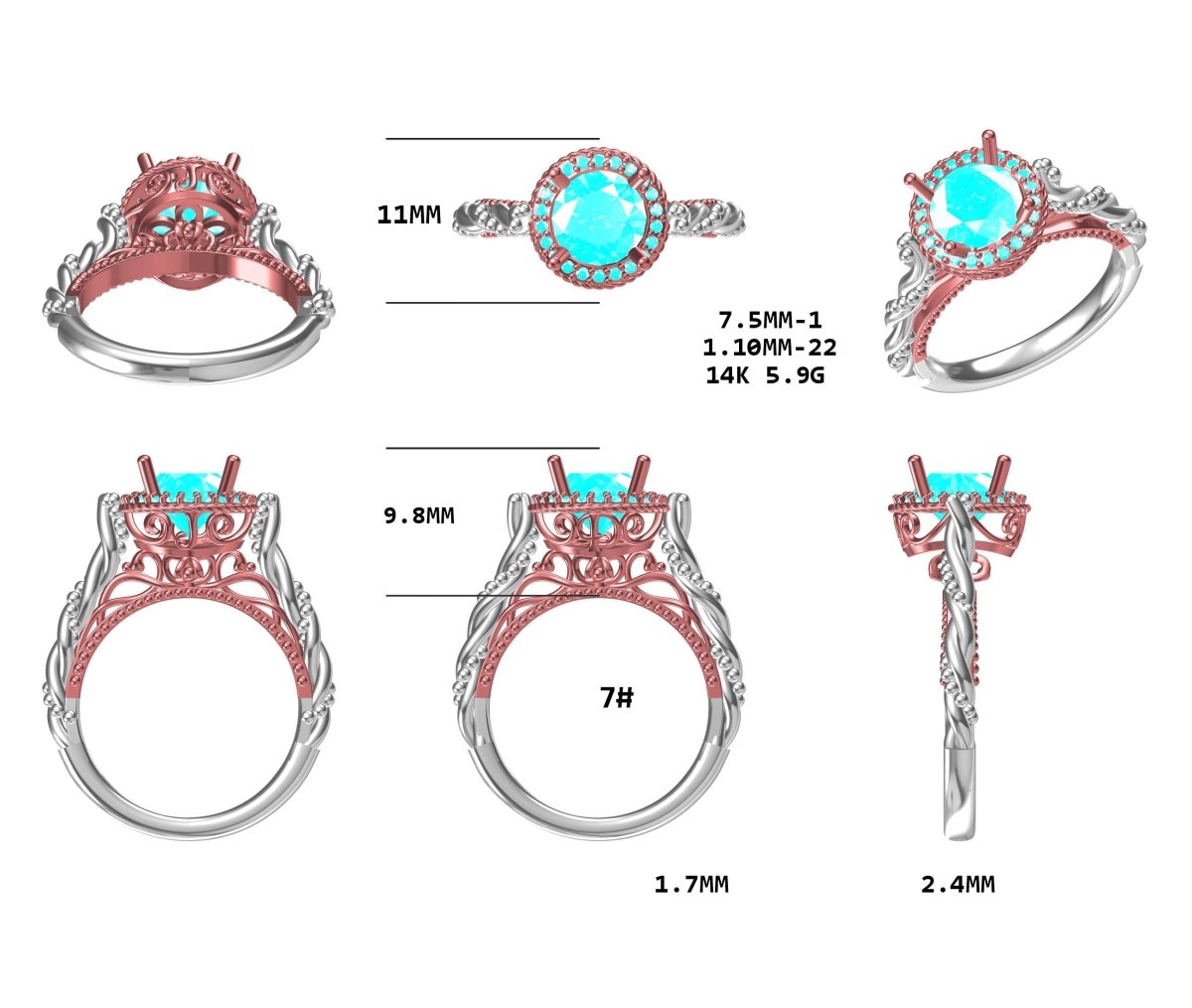 Reserved for Karmen - Personalized Two Tone Vintage Mother's Ring Initials - Lord of Gem Rings