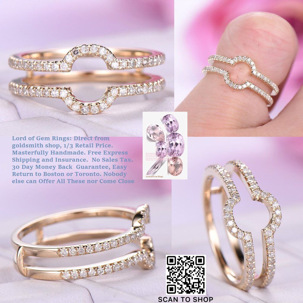 Reserved for Kelly Custom Contour diamond Matching Ring Guard 14K White Gold - Lord of Gem Rings