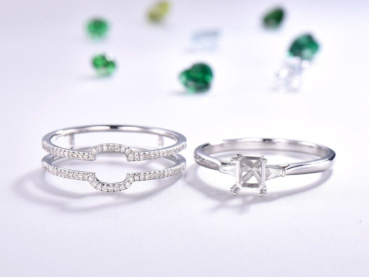Reserved for Kelly Custom Semi-Mount Ring VS Baguette Diamond 14K White Gold Radiant Cut - Lord of Gem Rings
