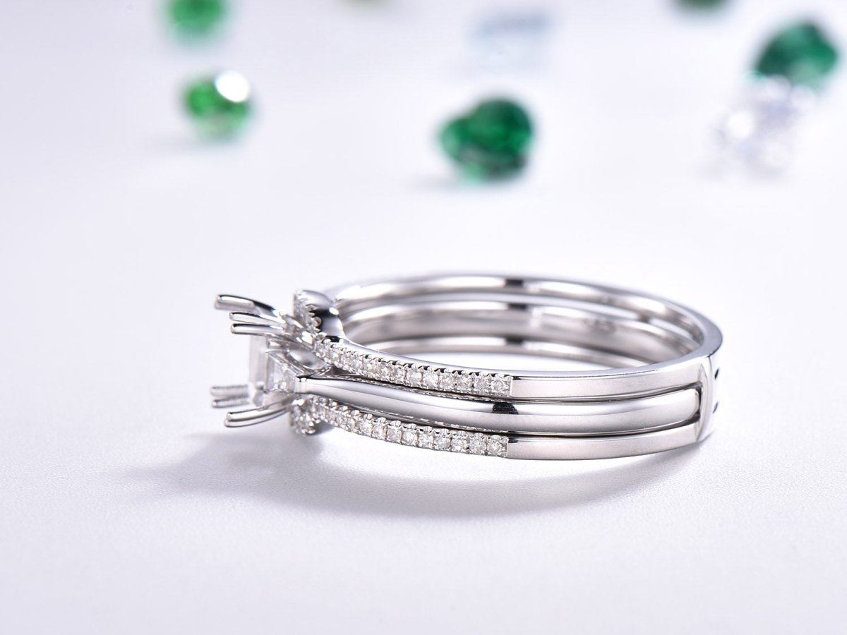 Reserved for Kelly Custom Semi-Mount Ring VS Baguette Diamond 14K White Gold Radiant Cut - Lord of Gem Rings