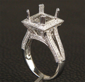 Reserved for Ken, 2nd payment Diamond Princess Semi mount Ring 14K White Gold Setting - Lord of Gem Rings