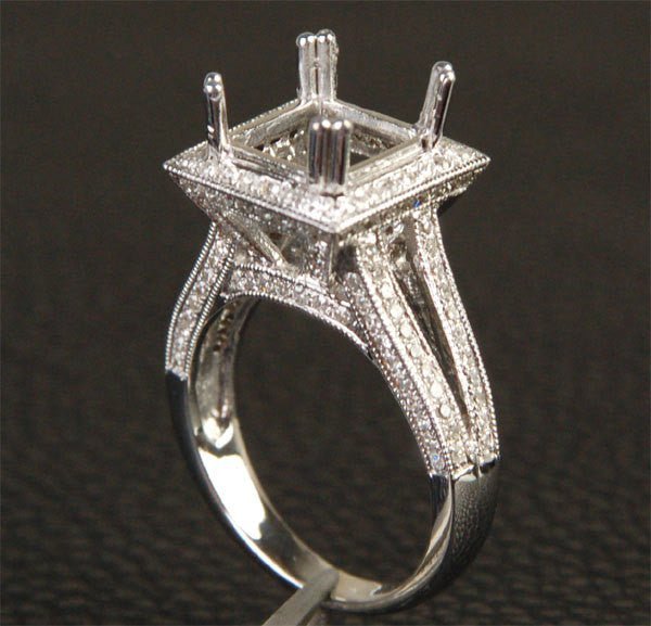 Reserved for Ken, 2nd payment Diamond Princess Semi mount Ring 14K White Gold Setting - Lord of Gem Rings