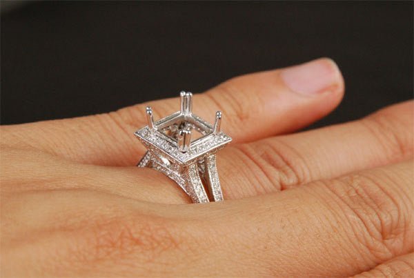 Reserved for Ken, 2nd payment Diamond Princess Semi mount Ring 14K White Gold Setting - Lord of Gem Rings