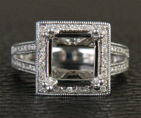 Reserved for Ken, 2nd payment Diamond Princess Semi mount Ring 14K White Gold Setting - Lord of Gem Rings