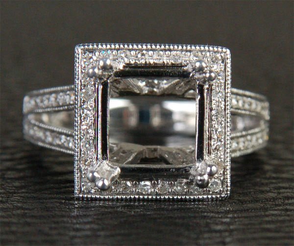 Reserved for Ken, 2nd payment Diamond Princess Semi mount Ring 14K White Gold Setting - Lord of Gem Rings