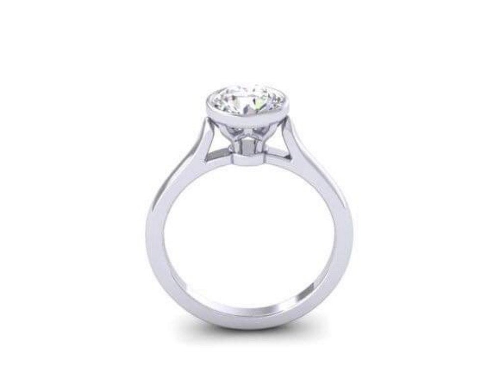 Reserved for Kendra - Custom Bezel Set Semi Mount Ring 14K White Gold - Lord of Gem Rings