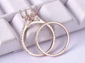 Reserved for Kendra Diamond Semi Mount Cathedral Ring Bridal Set 14K Rose Gold Oval - Lord of Gem Rings