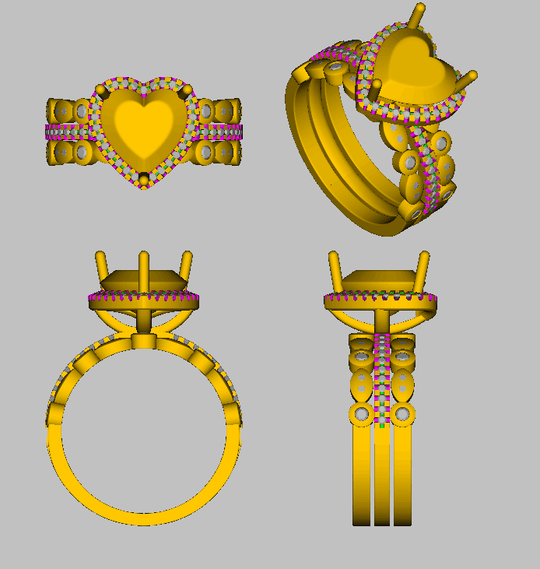 Reserved for Keri heart  Morganite Engagement Ring Trio Bridal Set 14K Rose Gold