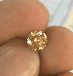 Reserved for Kmel Round champagne Moissanite Ring 14K Rose Gold Bezel - Lord of Gem Rings