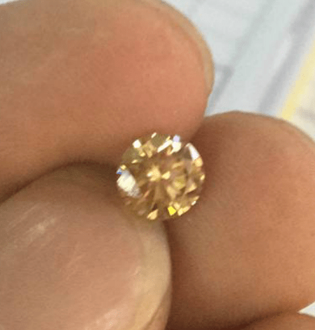 Reserved for Kmel Round champagne Moissanite Ring 14K Rose Gold Bezel - Lord of Gem Rings